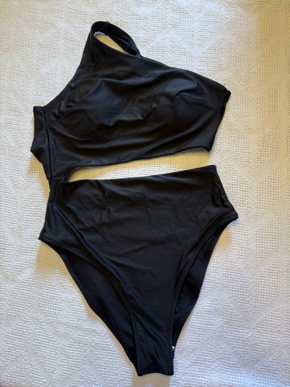 H&M Black One-Shoulder Cutout Swimsuit